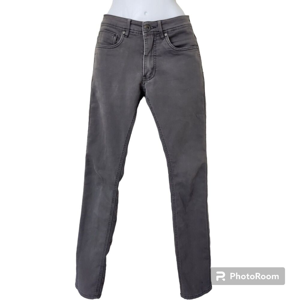Departwest Trouper Mens Gray Slim Straight Jeans 28L Buckle Stretch Y2K Grunge
